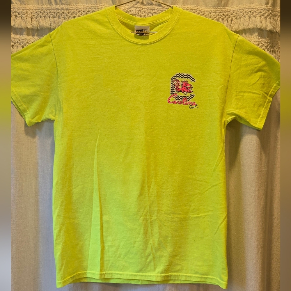 Neon Yellow South Carolina Gamecocks Glitter Womens Graphic Tee